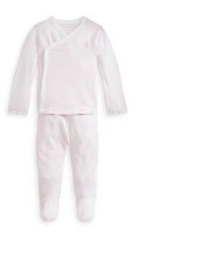 Ralph Lauren Pale Pink & Cream Striped Footie Set